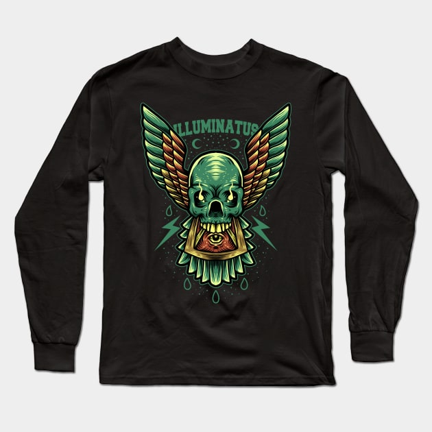 illuminati skull Long Sleeve T-Shirt by donipacoceng